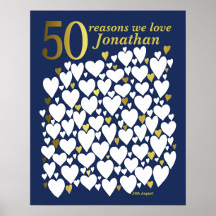 Blue Gold 50th Birthday 50 redenen waarom we van j Poster