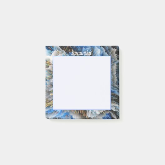 Blue Gold Abstract 3D-effect Aangepast 3x3 Post-it® Notes (Voorkant)