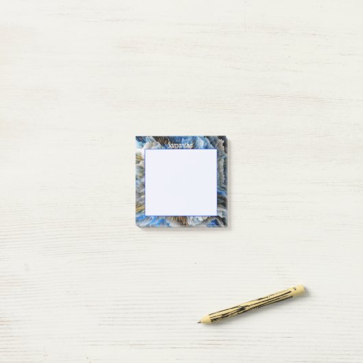 Blue Gold Abstract 3D-effect Aangepast 3x3 Post-it® Notes (Op bureau)