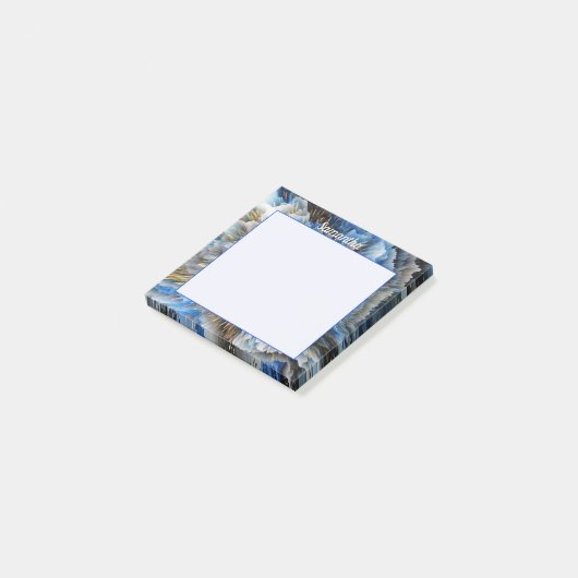 Blue Gold Abstract 3D-effect Aangepast 3x3 Post-it® Notes (Schuin)