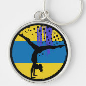 Blue Gold Abstract Art Gymnast Sleutelhanger (Voorkant)