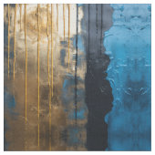 Blue Gold Abstract Seamless Pattern Fabric Stof (Close Up)