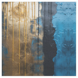 Blue Gold Abstract Seamless Pattern Fabric Stof