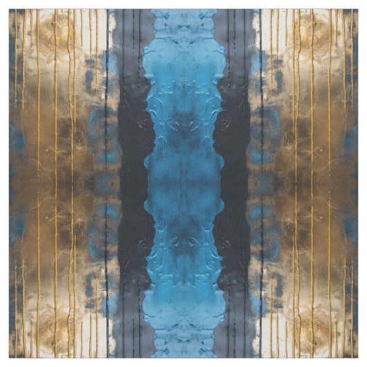 Blue Gold Abstract Seamless Pattern Fabric Stof (Swatch)