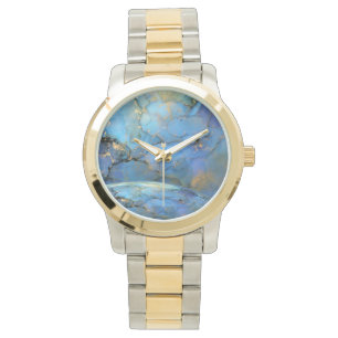 blue gold abstracte scifi orbb horloge