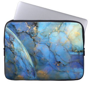 blue gold abstracte scifi orbb laptop sleeve