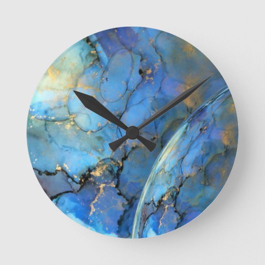 blue gold abstracte scifi orbb ronde klok (Voorkant)
