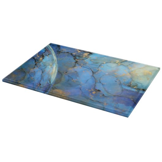 blue gold abstracte scifi orbb snijplank (Hoek)