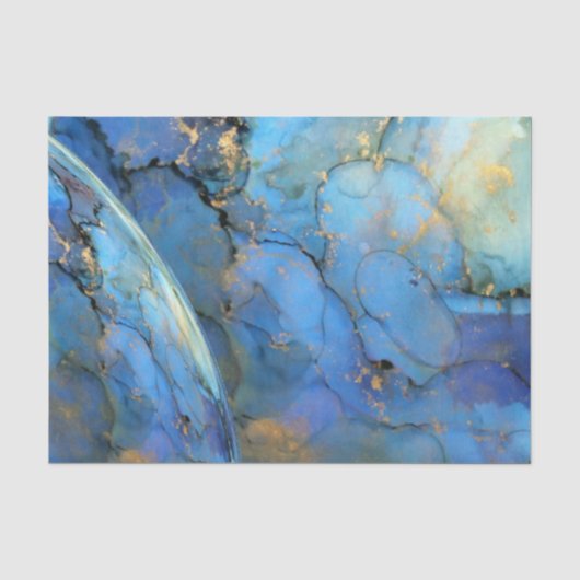 blue gold abstracte scifi orbb tissuepapier (Voorkant)
