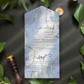 Blue Gold Accent Summer Wedding All In One Uitnodiging