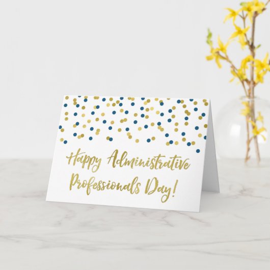 Blue Gold Administratieve Professionals Day Kaart (Gele Bloem)