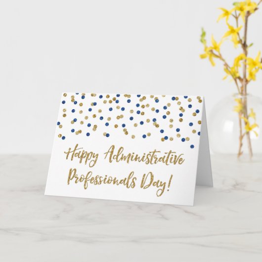 Blue Gold Administratieve Professionals Day Kaart (Gele Bloem)