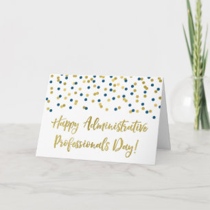 Blue Gold Administrative Professionals Day Card Kaart