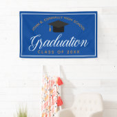 Blue Gold Afstuderen Custom High School Party Spandoek (Insitu)