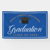 Blue Gold Afstuderen Custom High School Party Spandoek (Horizontaal)