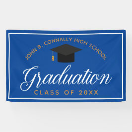 Blue Gold Afstuderen Custom High School Party Spandoek
