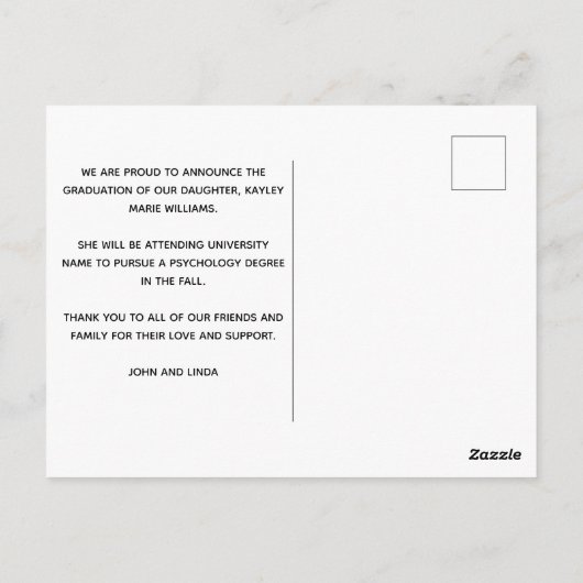 Blue Gold Afstuderen Foto Afstuderen aankondiging Briefkaart (Achterkant)