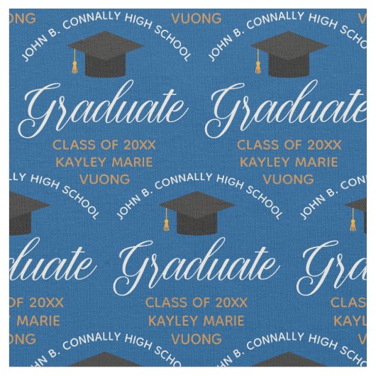 Blue Gold Afstuderen gepersonaliseerd Afstuderen Stof (Close Up)