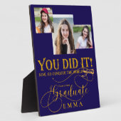 Blue Gold Afstuderen Multi Photo Keepsake Gift Fotoplaat (Zijkant)