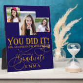 Blue Gold Afstuderen Multi Photo Keepsake Gift Fotoplaat (Zijkant)