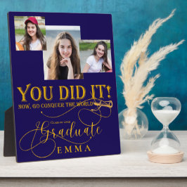 Blue Gold Afstuderen Multi Photo Keepsake Gift Fotoplaat