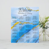 Blue Gold Agate A-Z Wedding Reception Seat Chart (Staand voorkant)