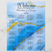 Blue Gold Agate A-Z Wedding Reception Seat Chart (Voorkant)