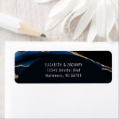 Blue Gold Agate Arch Wedding Return Address Label (Insitu)
