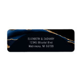 Blue Gold Agate Arch Wedding Return Address Label (Voorkant)