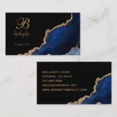 Blue Gold Agate Geode Chic Visitekaartje (Voorkant / Achterkant)
