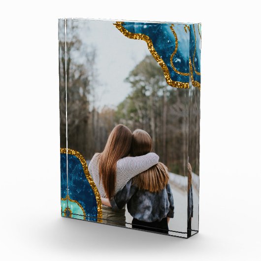 Blue Gold Agate Geode Glitter BFF Family Friends Fotoblokken (Rechts)