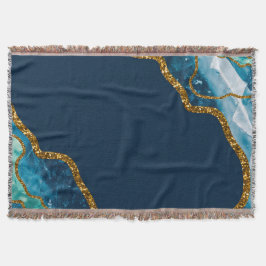 Blue & Gold Agate Geode Glitter Deken