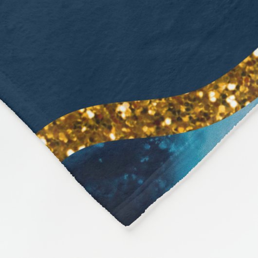Blue & Gold Agate Geode Glitter Fleece Deken (Hoek)