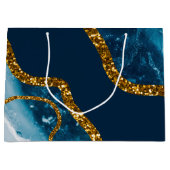 Blue & Gold Agate Geode Glitter Groot Cadeauzakje (Voorkant)