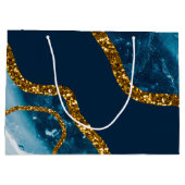 Blue & Gold Agate Geode Glitter Groot Cadeauzakje (Achterkant)