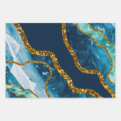 Blue & Gold Agate Geode Glitter Inpakpapier Vel (Voorkant 3)