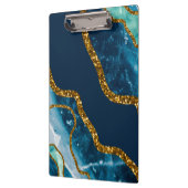 Blue & Gold Agate Geode Glitter Klembord (Links)