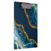 Blue & Gold Agate Geode Glitter Klembord (Rechts)