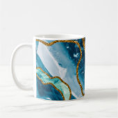 Blue & Gold Agate Geode Glitter Koffiemok (Links)