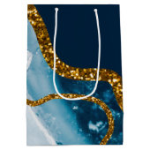 Blue & Gold Agate Geode Glitter Medium Cadeauzakje (Achterkant)