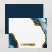 Blue & Gold Agate Geode Glitter Monogram Note Kaar Notitiekaartje (Voorkant / Achterkant)