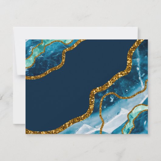Blue & Gold Agate Geode Glitter Monogram Note Kaar Notitiekaartje (Achterkant)