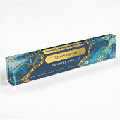 Blue & Gold Agate Geode Glitter Naambordje