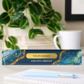 Blue & Gold Agate Geode Glitter Naambordje