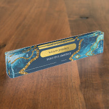 Blue & Gold Agate Geode Glitter