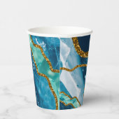 Blue & Gold Agate Geode Glitter Papieren Bekers (Rechts)