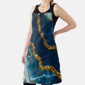 Blue & Gold Agate Geode Glitter Schort (Insitu)