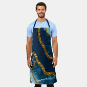 Blue & Gold Agate Geode Glitter Schort (Gedragen)