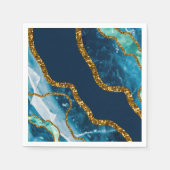 Blue & Gold Agate Geode Glitter Servet (Voorkant)