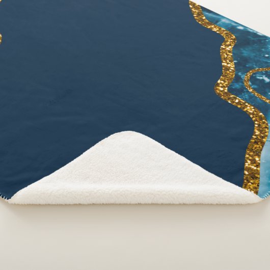 Blue & Gold Agate Geode Glitter Sherpa Deken (3/4)